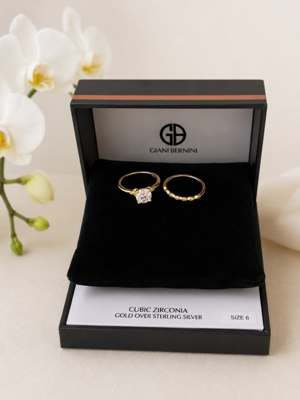Giani Bernini‎ Gold and Silver Rings with Cubic Zirconia Accents NWT Size 5